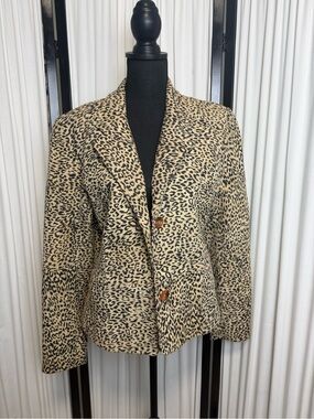 Magic Leopard Print Leather Patchwork Blazer - Tan & Black
